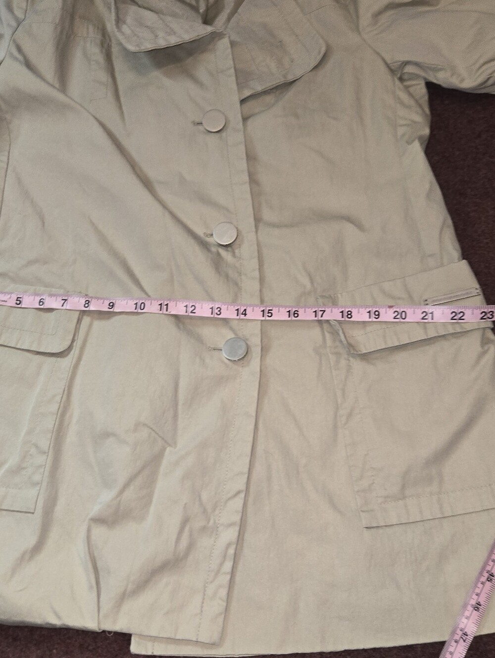 Aldofo Dominquez Mid Length Trench Coat Beige Size Medium - Picture 7 of 10